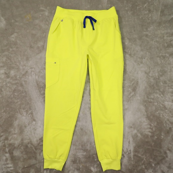 FIGS Neon Yellow High Waisted Zamora Scrub Pants size Large NWT Nurse Medical - Picture 1 of 9
